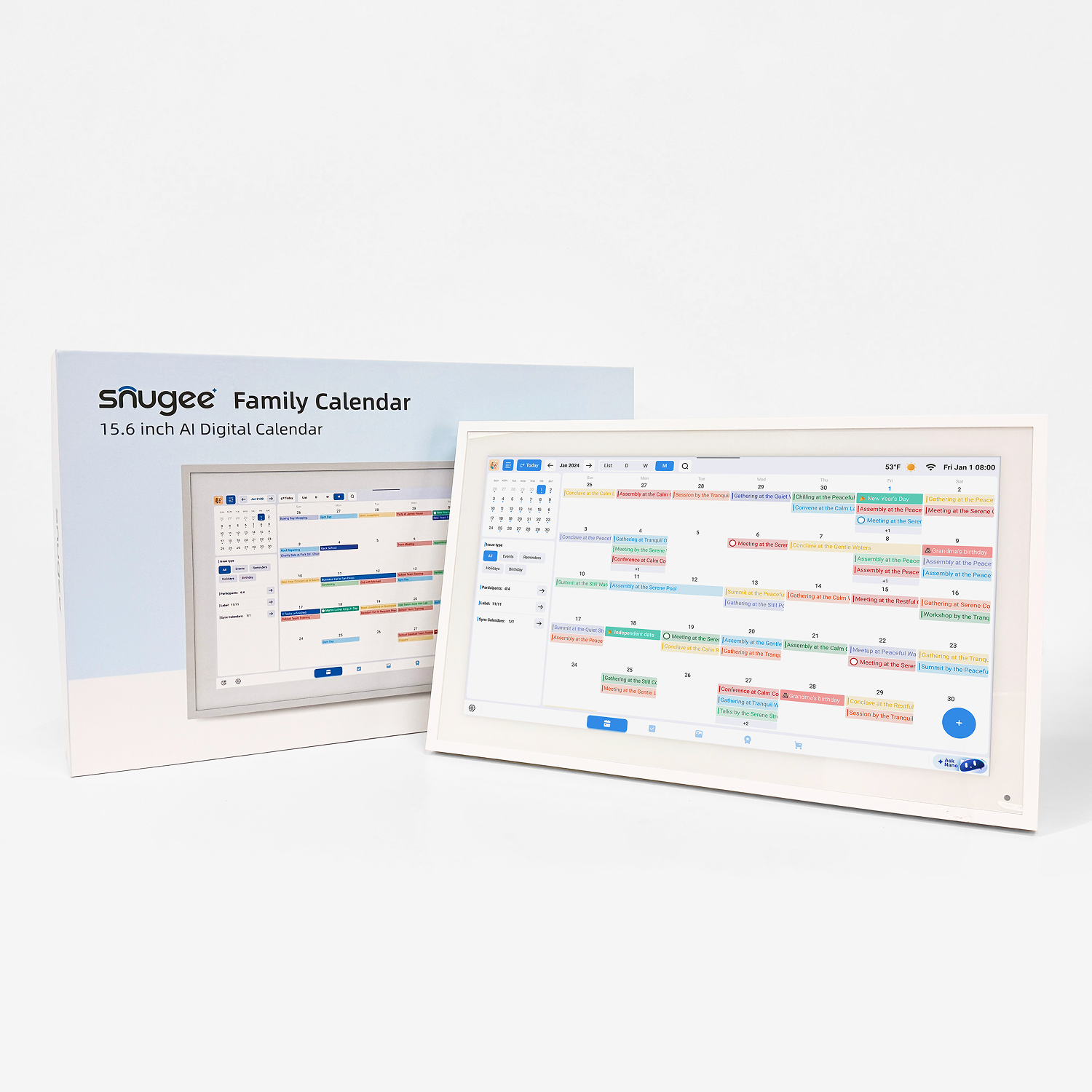 Snugee Family Calendar Display 15.6″ Touchscreen